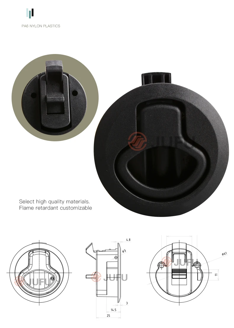 2990-3 Plastic Push To Close Rv caravan cabinet Drawer Flush Pull Ring Hatch Slam