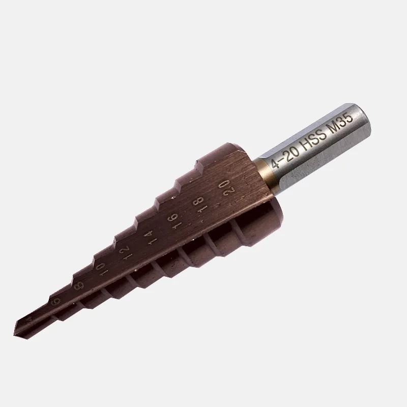 HSS M35 4-12-22-32mm Step Cobalt Triangle  Handle Straight Grooved Step Drill Bits For Sheet Metal Drilling for suppliers