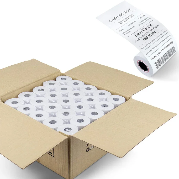 Cash Register Paper Thermal Paper Receipt Paper 57x40mm for Mobile Receipt Printer 58mm, 120rolls 120 Rolls 7kg/case Single 18M