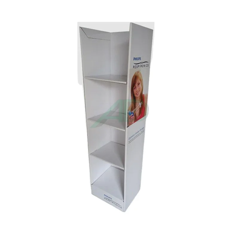 Fine And Cheap Display Rack Good Cost-effective Printed Corrugated White Paper Floor Display 4-layer Big Space Cardboard Display