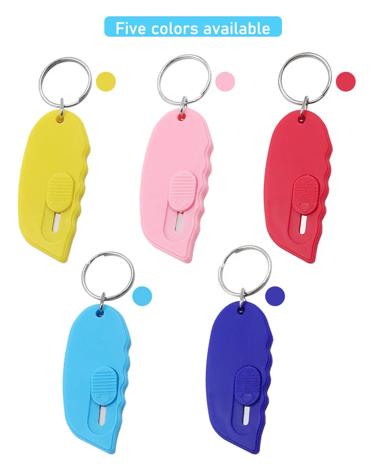 customized promotional plastic Stationery Utility Knife Small Envelope Cutter Envelope Knife with keyring,custom logo key ring