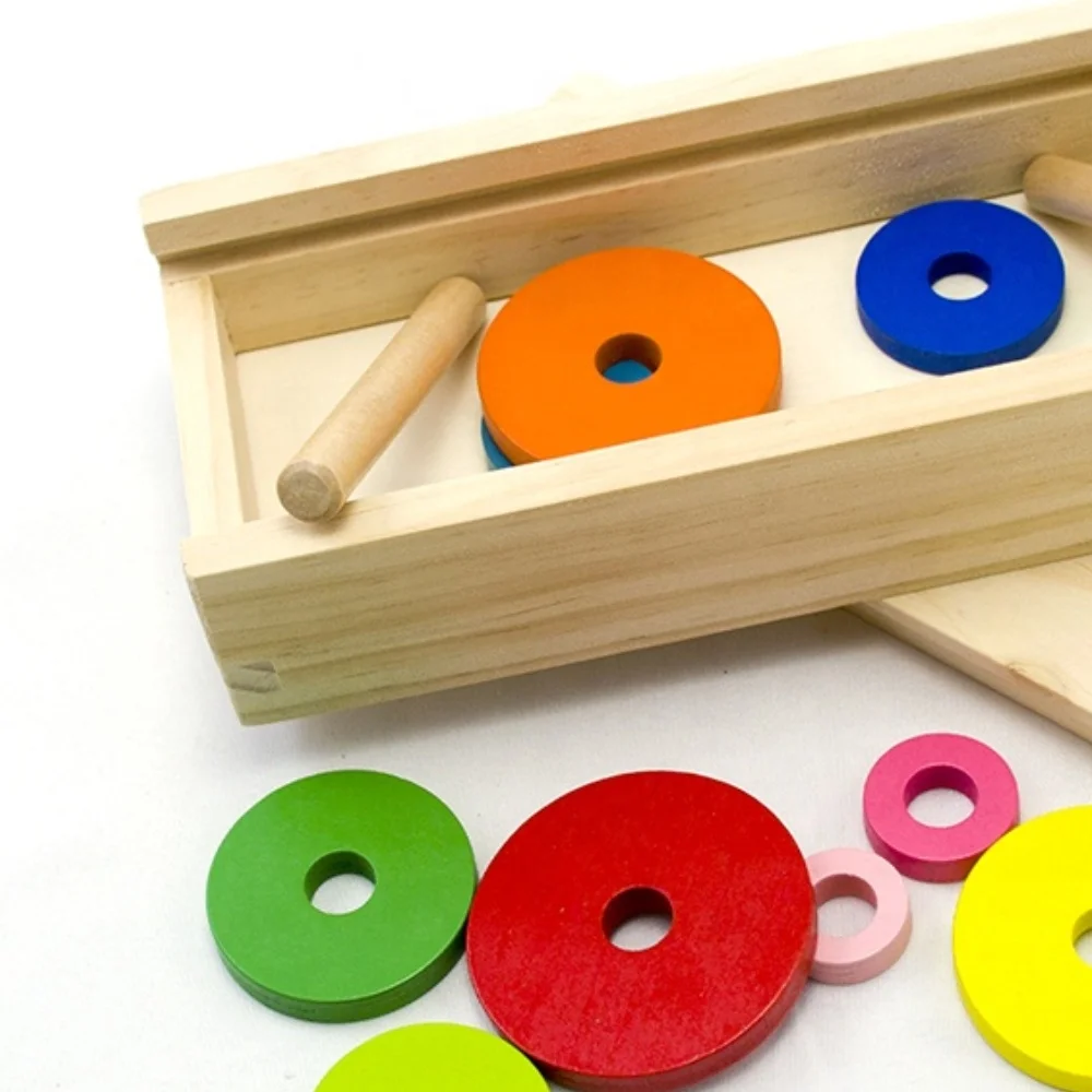 2022 New Wooden hanoi tower hanoi puzzle wooden toy Rainbow building blocks pagoda game