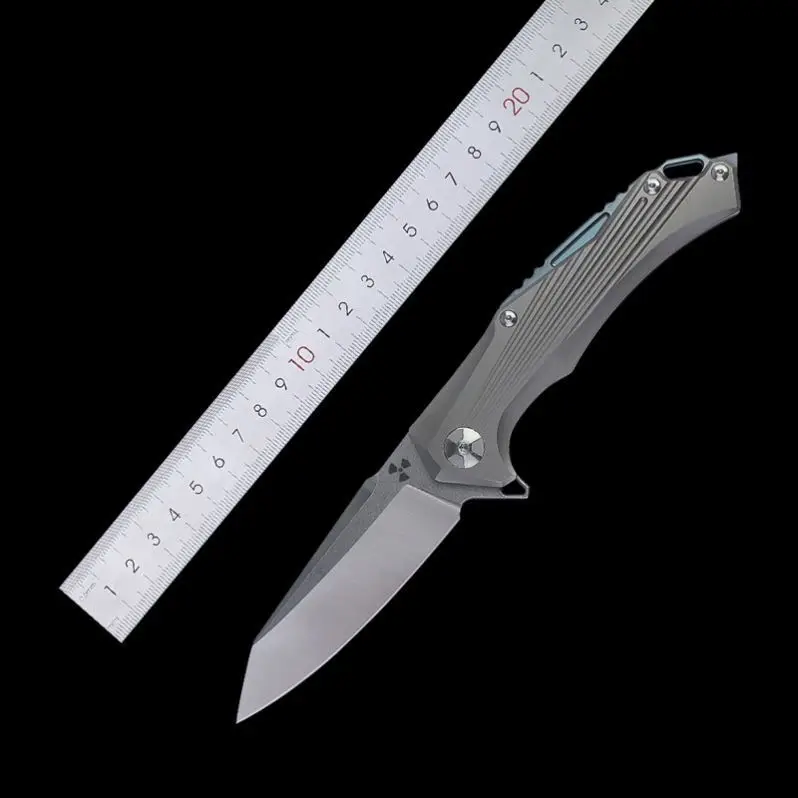 RANK1982 High Quality D2 Blade Titanium Alloy Handle Pocket Hunting Tactical Survival Folding Knife