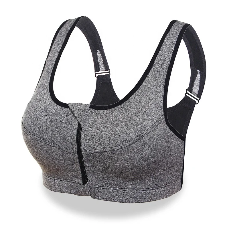 
3XL 4XL 5XL Front Open Gym Yoga High Impact Women Plus Size Sports Bra With Zipper 