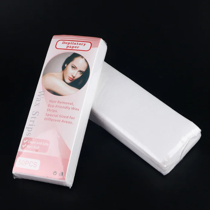 Customized Logo Disposable Non woven Depilatory Wax Strips Body Hair Removal Waxing Strips