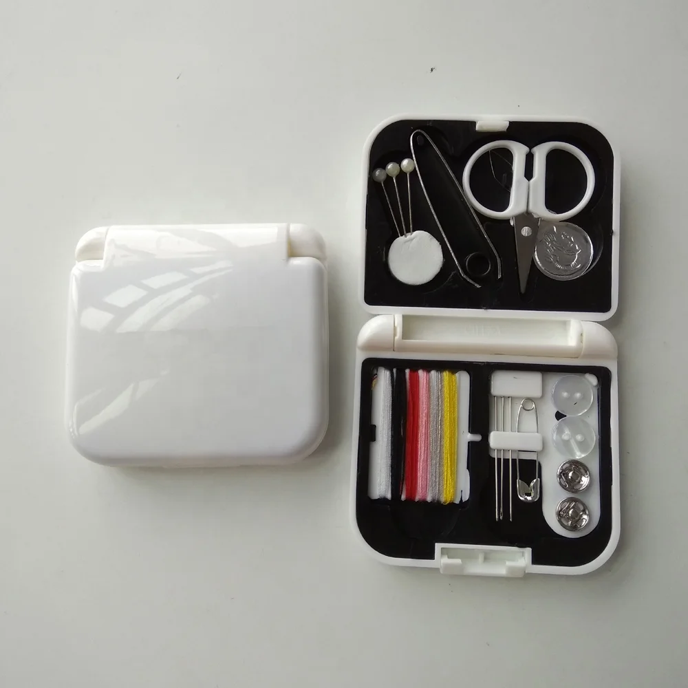 
Mini portable emergency travel sewing kit with plastic carrying case 