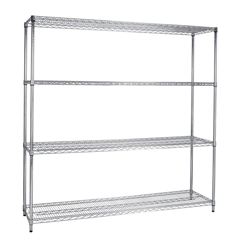 Modern Rack 4 Tiers Heavy Duty Iron Steel Metal Metro Office Garage NSF Wide Chrome Wire Shelf