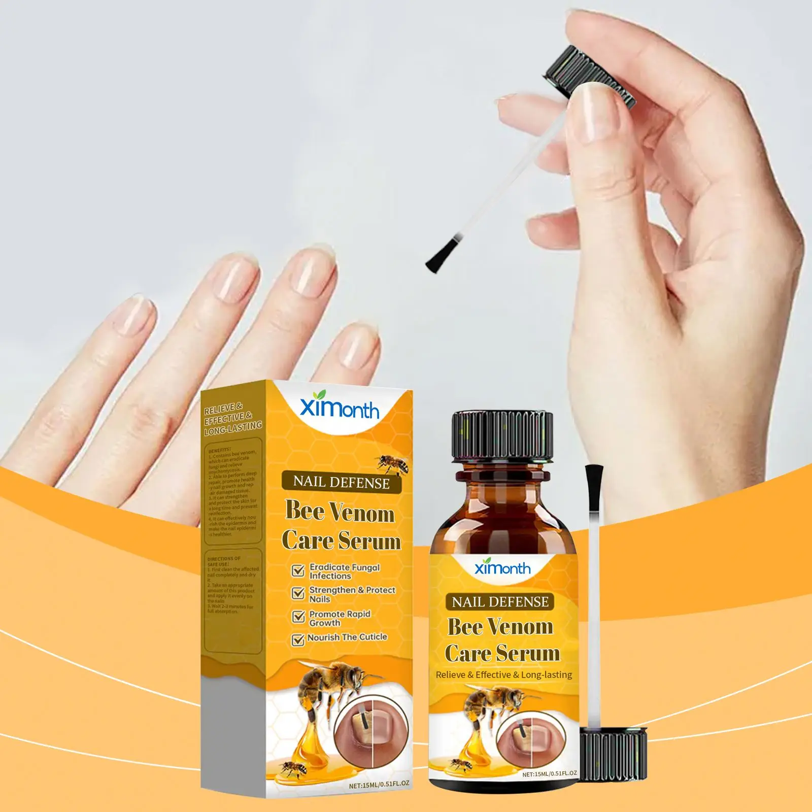 XIMONTH Wholesale Natural Herbal Bee Venom Foot Hand Toe Nail Fungus Anti Treatment Liquid Serum Essence 15ML