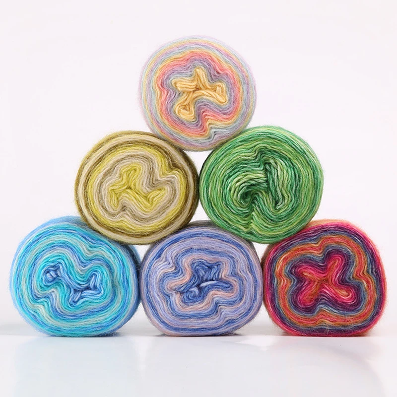 ZENGLONG yarn wholesalers 100g 60% cotton 40% acrylic blended cakes yarns hand knitting 1ply 2S gradient colors cake yarn