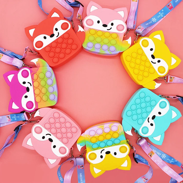 Wholesale Novelty  Bag Silicone Rainbow Fidget  Coin Purse Sensory Toys Kids Fidget lovely  Toys