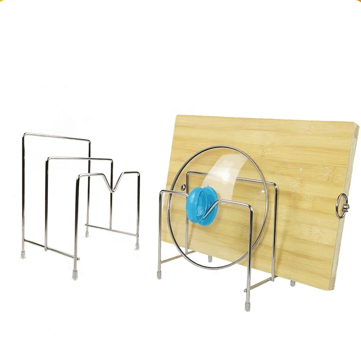 
Chopping Board Holder Stand 2 Layer Stainless Steel Cookware Holders Pot Lid Rack Holder Organizer Cutting Dish Rack 