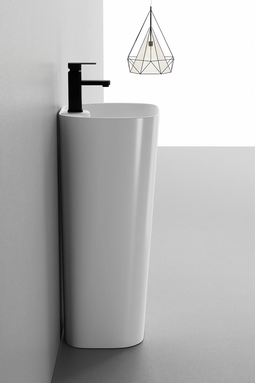 OEM New Arrival Oval Portable Floor Mounted Pedestal  bathroom ceramic hand wash  Luxury White Ceramic Deep  pedestal sink basin