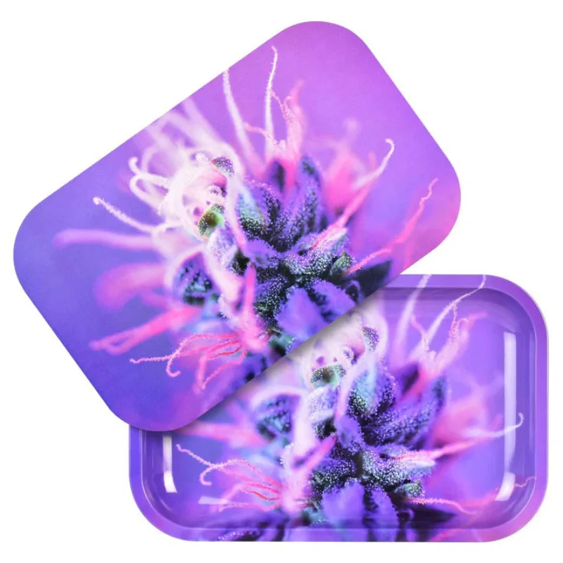 wholesale tobacco metal tinplate custom mini raw rolling tray with magnetic lid