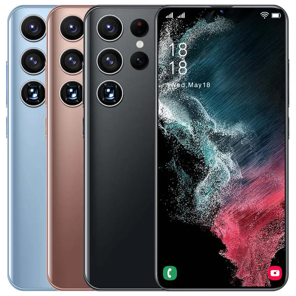 Hot Selling S22 ULTRA 16GB+512GB 16MP+32MP Big Screen 6.7 Inch Telephone Water Drop 5G Smart Android Cellphone Phones