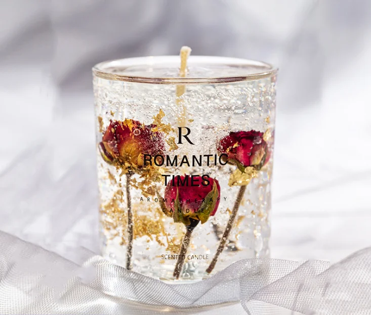DRIED FLOWERS Wholesale 100% natural soy scented candle in glass candle jar with lid