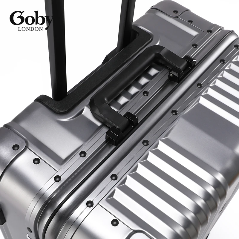 Aluminum Alloy Frame Silver Color Luxury Luggage  Case 20 inch Shining Non-zipper Lock Style Wholesale in Stock
