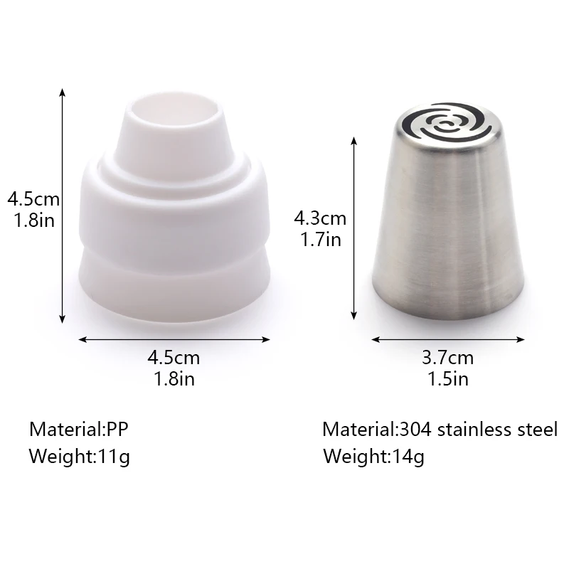 Cupcake Decorating Tips Set 4pcs Large Nozzle with Converter Russian Piping Tips