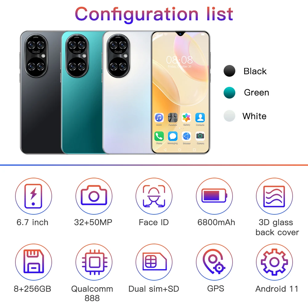 2021 new Smartphone 12GB + 512GB techno mobile phones android 6.7 inch 4G Dual SIM card