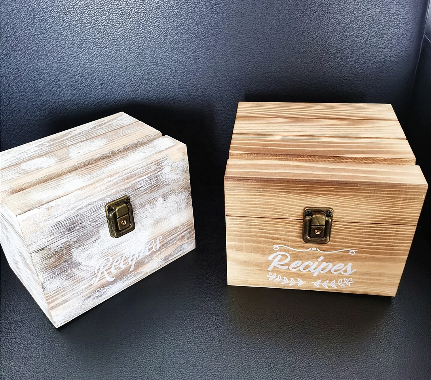 
Rustic Recipe Box with Cards and Divider and Phone Holder Lockable Recipe Organizer Box with 100 Index Recipe Cards 4x6 