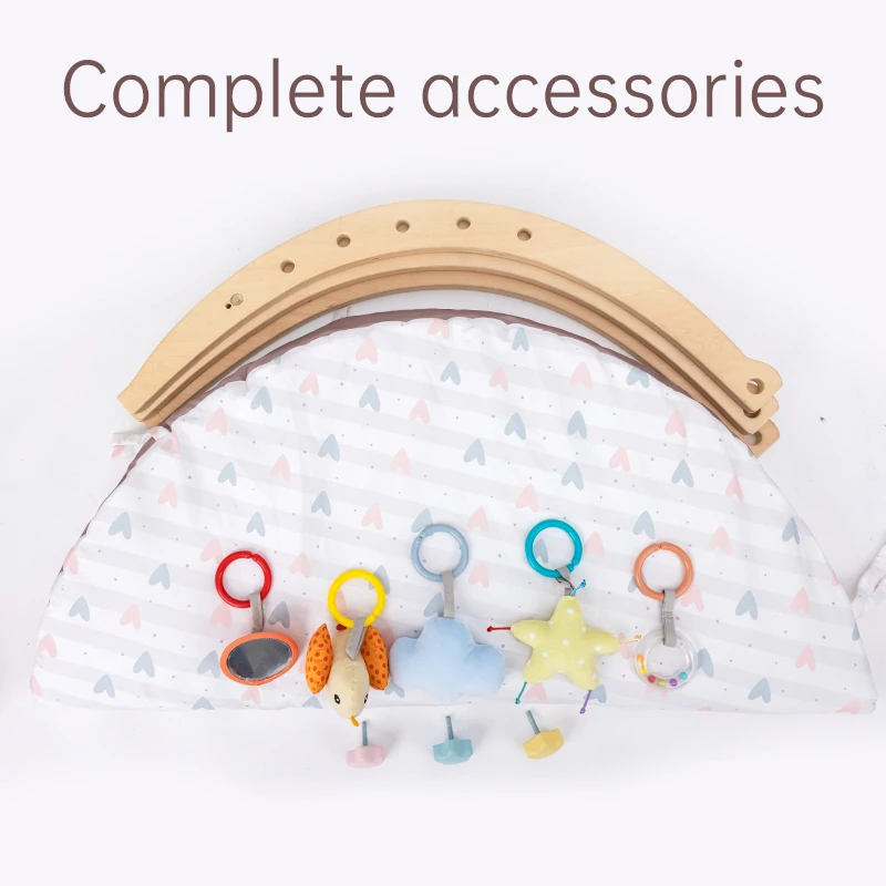 Mats For baby Activity Gym Frame With Baby Gym Hanging Toys Eco-friendly Montessori Wooden Foldable Baby Play Gym Newborn Gift