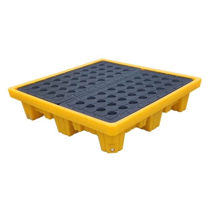 Leak-proof 4 drum spill pallet shipping container spill tray