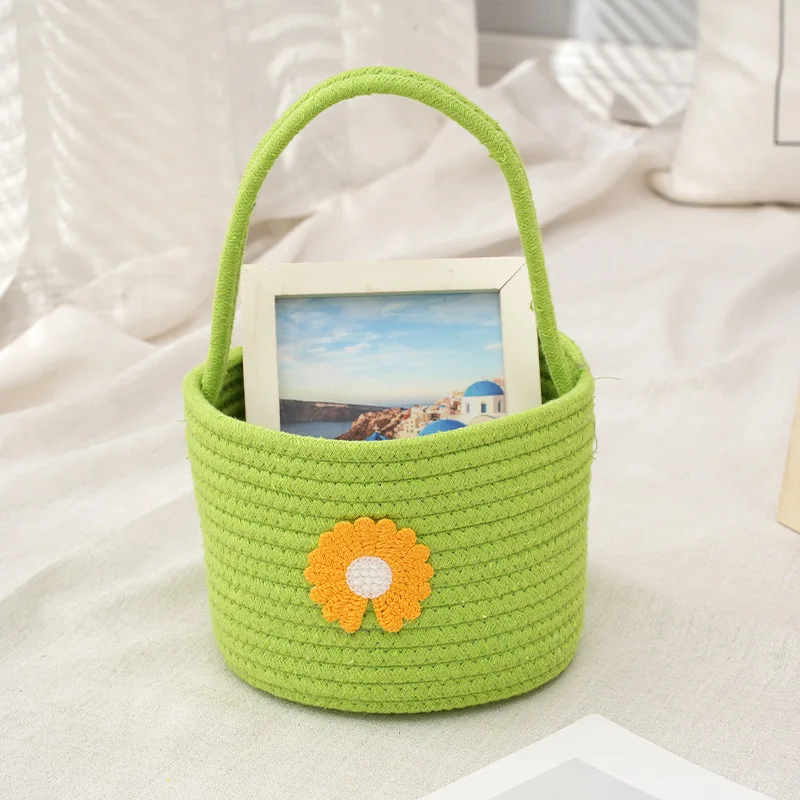T0173 Creative Woven Cotton Rope Flower Storage Basket Hanging Bag Chlorophytum Cute for Home