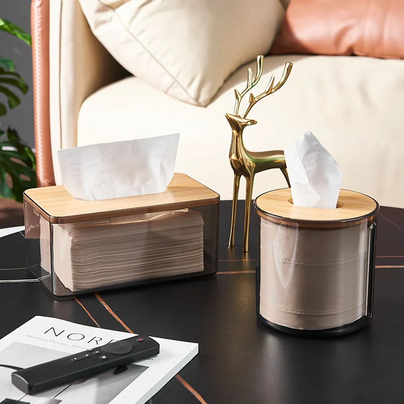 Home Bathroom Acrylic Tissue Box Holder With Cover Rectangular Facial Tissue Box