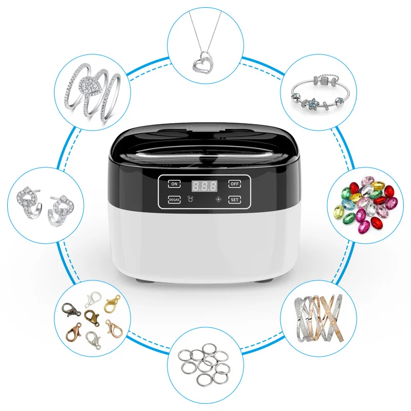 Household 750ml With degas Function Digital Timer 35w Ultrasonic Bath Cleaning 40KHz Fine Silver Gold Metal Jewelry Cleaners
