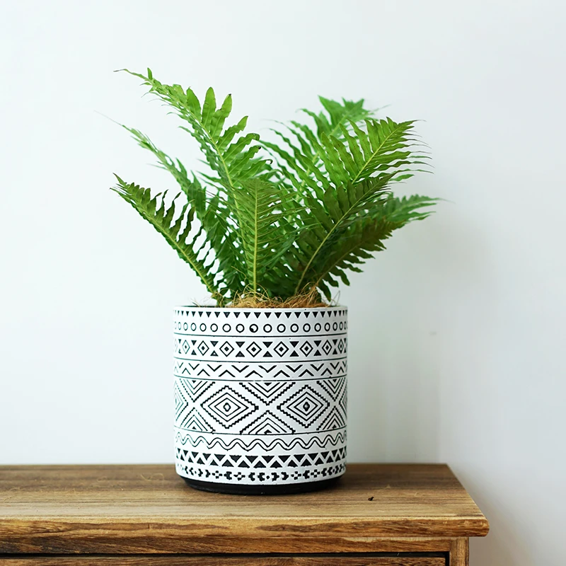 Bohemia retro geometric pattern balcony home decor cement plant potted gardening flowerpots ceramic succulent pots
