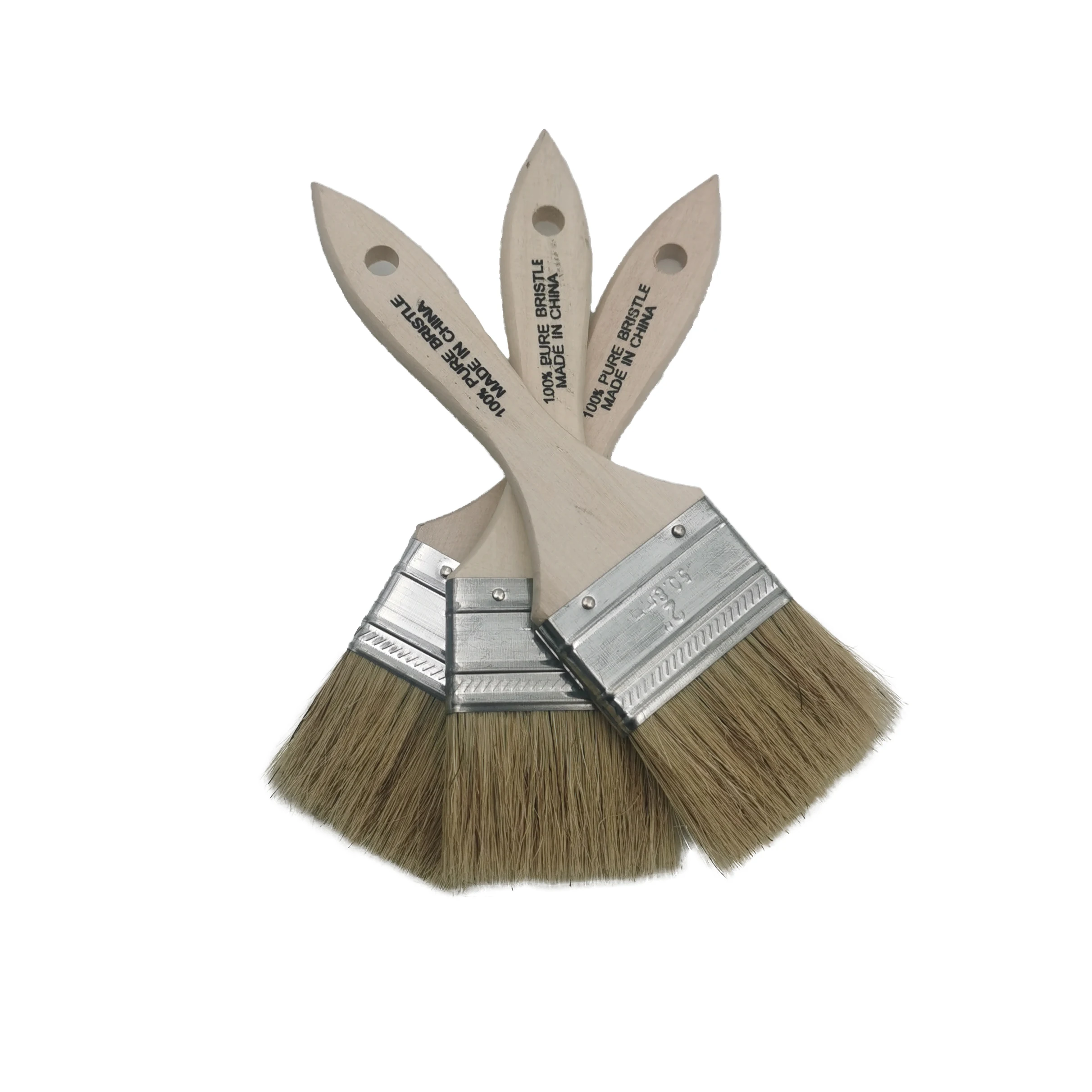 Wholesale pure bristle wooden handle bulk paint brushes