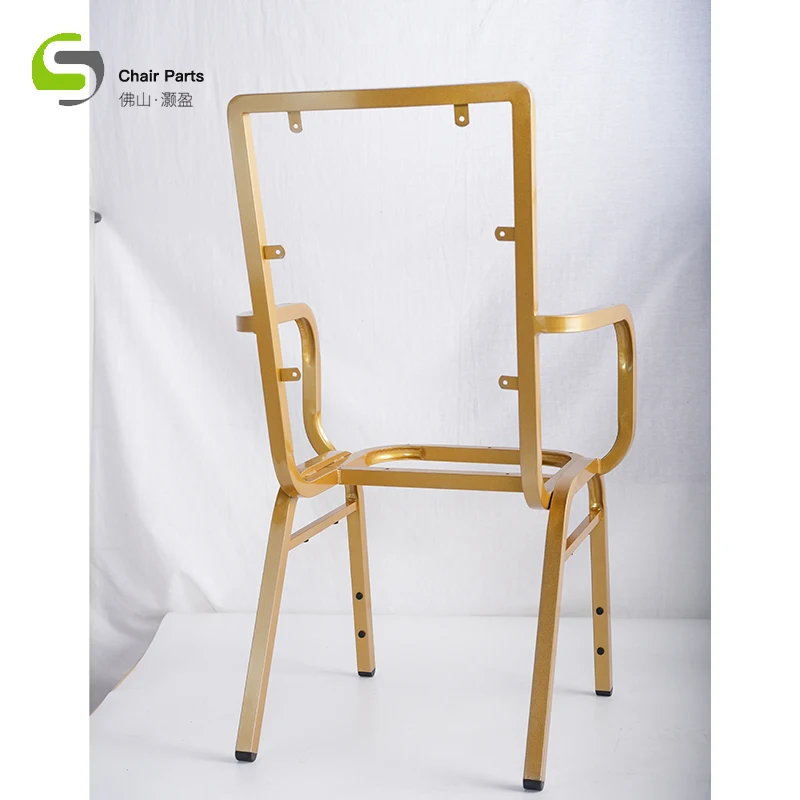 Golden Painting Unfinished Metal Carved Dining Chair Frames ,Without Fabric Upholstery