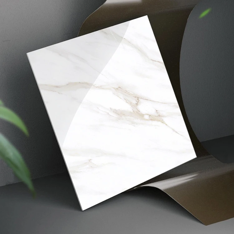 Foshan Factory Carrara White Marble Effect Italian Travertine Floor Ceramic Full Body Polished Glazed Tile 600x600 Flooring