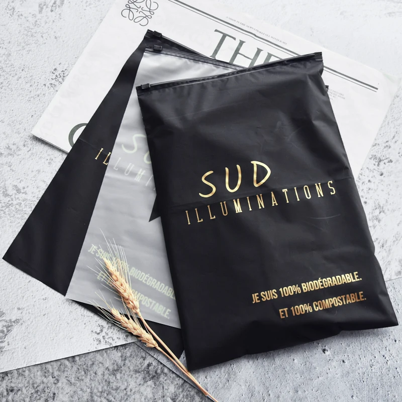 custom resealed reusable matt black plastic zipper packing poly slider zip lock packing frosted ziplock bag for t shirt