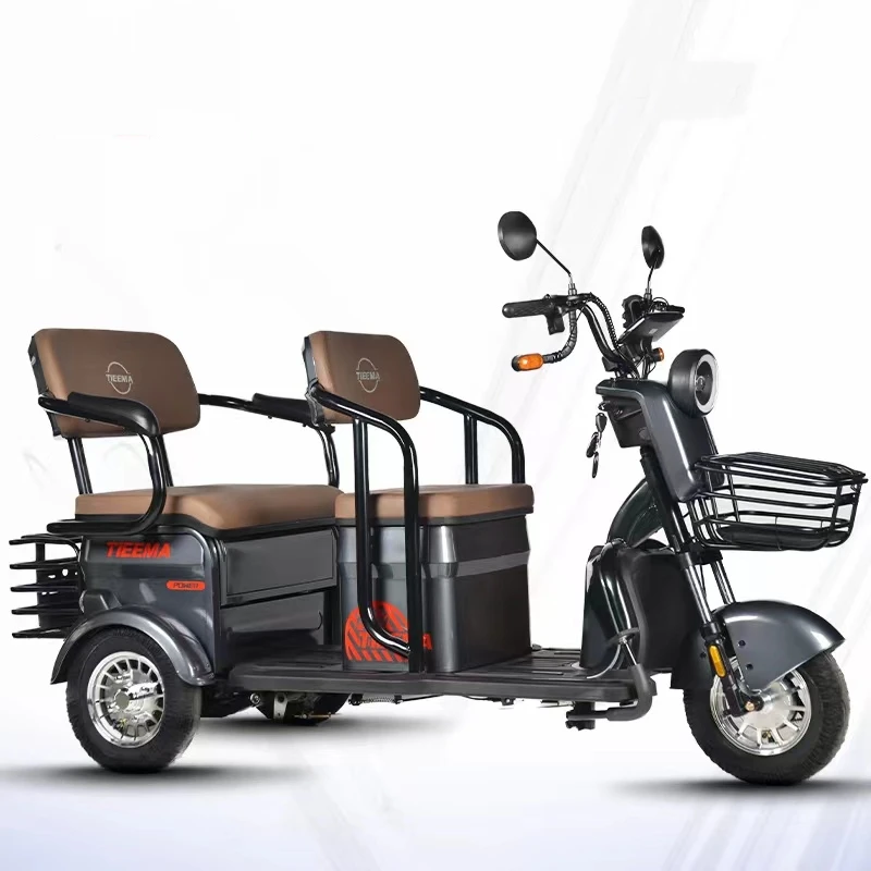 Factory Sales 2 Row Seat Electric Tricycles 3 Wheel Electric Cargo Moped Scooter 4 SEATS for Adult Elderly 48V20A 500W 600w 800w