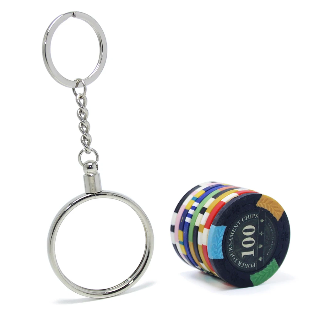 31/32/38/39/40/45/50mm Gambling Gifts Clay Poker Chips Key Holder Keychain Casino Coin Holder Keyring Metal Poker Chips Key Ring