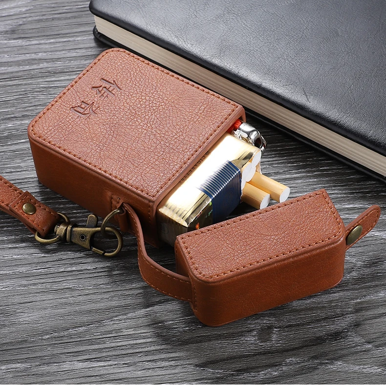 
Smoking Accessories OEM Portable Travel Outdoor Humidor Case Cigar Holder Storage Box Faux Leather Cigarette Box Gift Set 