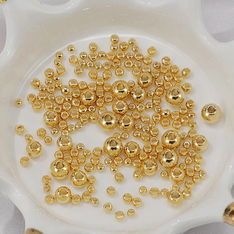 SongYi High Quality 100PCS/Bag 14K 18K Gold Platinum Plated Ball Jewelry Gold Beads Chain DIY Bracelet