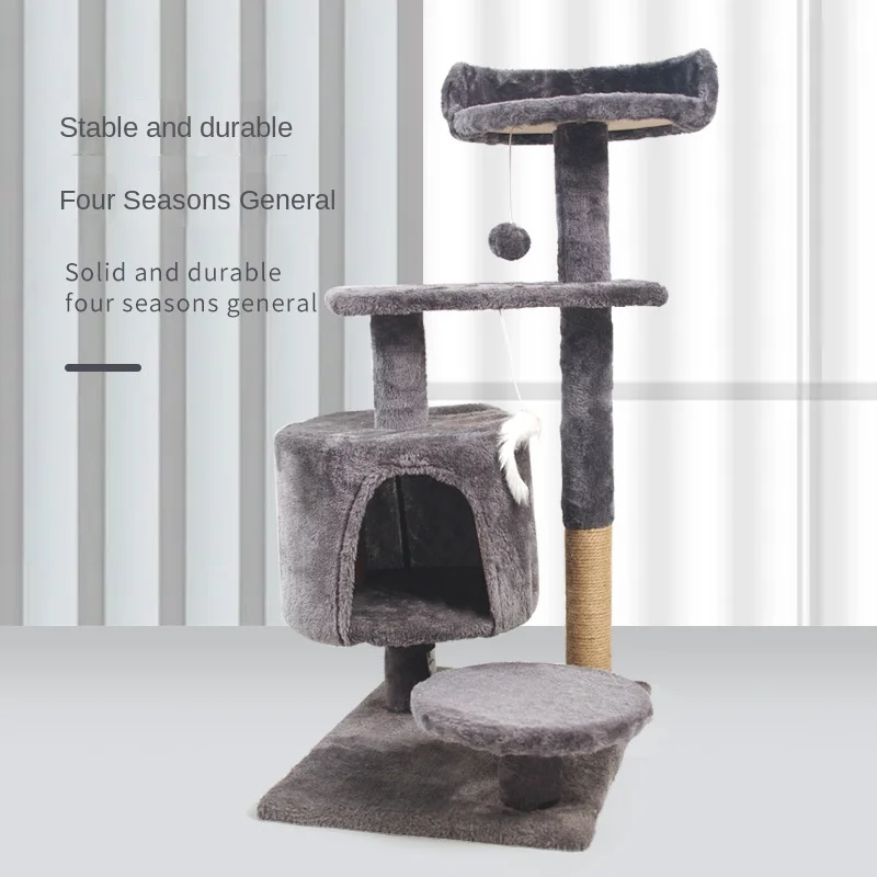 Hot Sale Toy Cat tower Indoor Pet Furniture Luxury Wooden Cat Condo Sisal Climbing Post Cat Tree