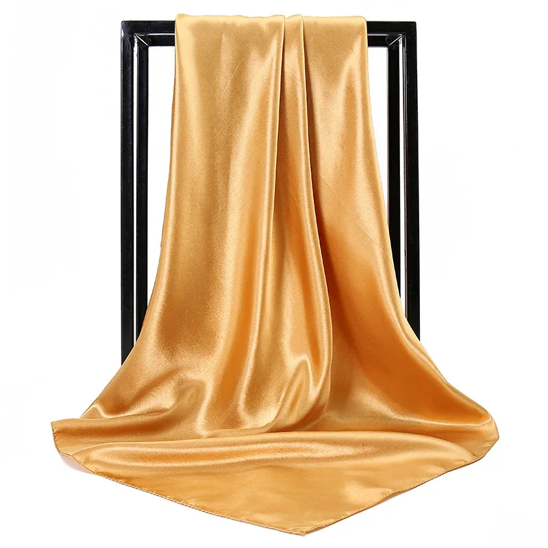 90*90 Large Hijab Wholesale Customize Solid Color Polyester New Design Islamic Lady Shawl Muslim Woman Plain Silk Hijab Scarf