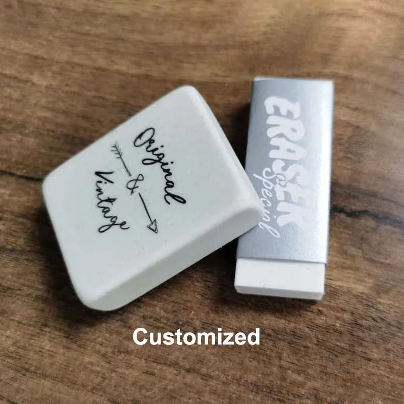 Custom White TPR Pencil Erasers Professional Office Supply Promotional Non-toxic PVC-Free Eraser School Stationery