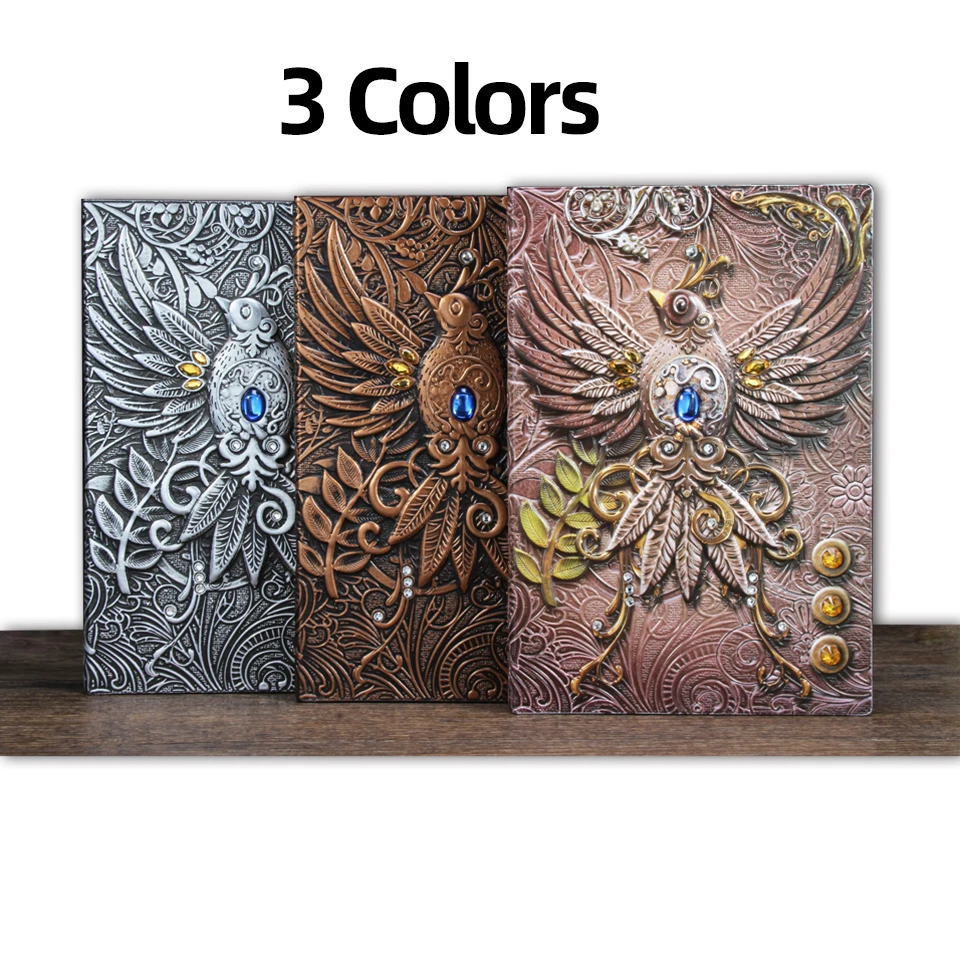 Hot Sells A5 Books-Antique Handmade Daily Notepad Hardcover Embossed PU Leather Bound Notebook Journals for