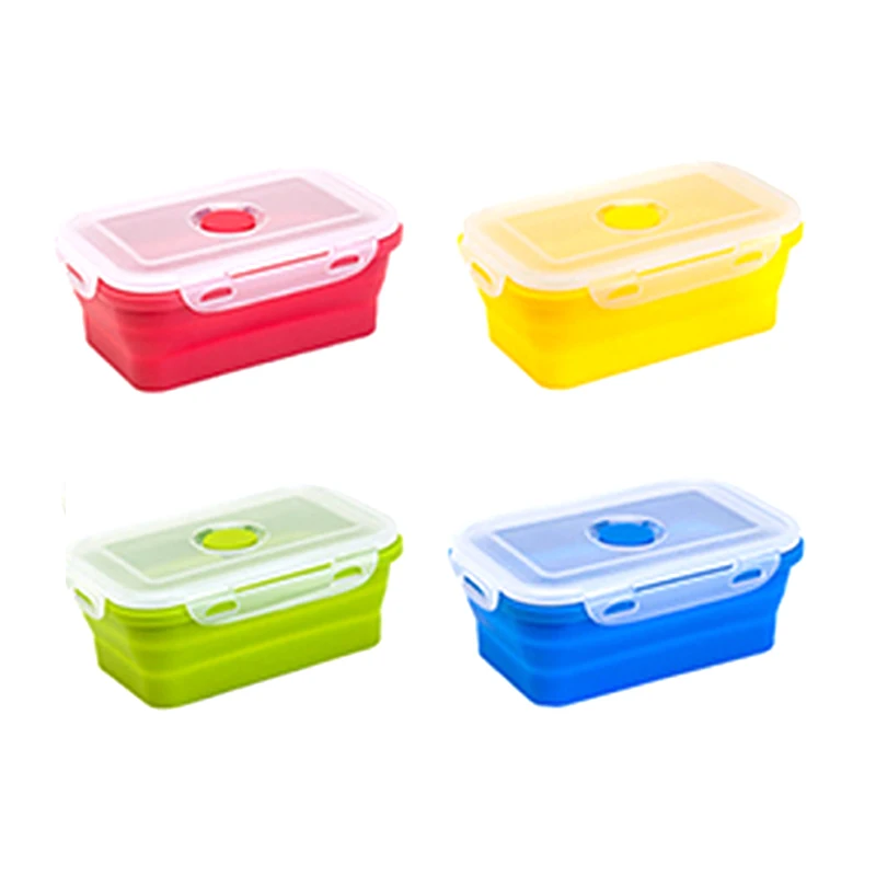 New pattern Bento box Silica Gel lunch box Portable Reusable Kitchen Folding Lunch Box  Food Storage Container