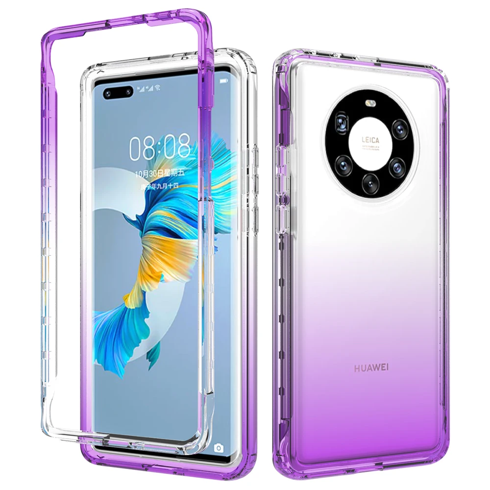 360 All Edged Transparent Phone Case Full Protection Back Cover for Huawei Mate 40 Pro+ Case with Front Cover