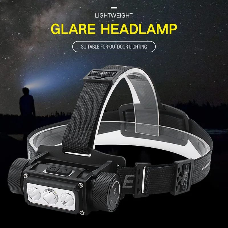 Wholesale 600 Lumens Headlamp 4000mAh Battery Type C Rechargeable Head Torch 8 Working Modes 200 Meter Light Distance Headlight