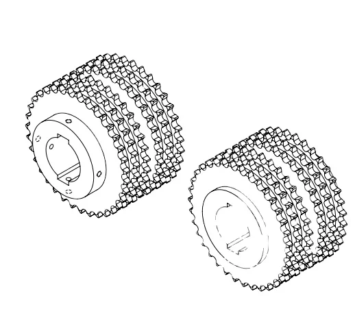 Стальная простая высокочастотная закаливающая большая роликовая цепь и звездочка 9 ~ 120 зубьев с индивидуальным дизайном