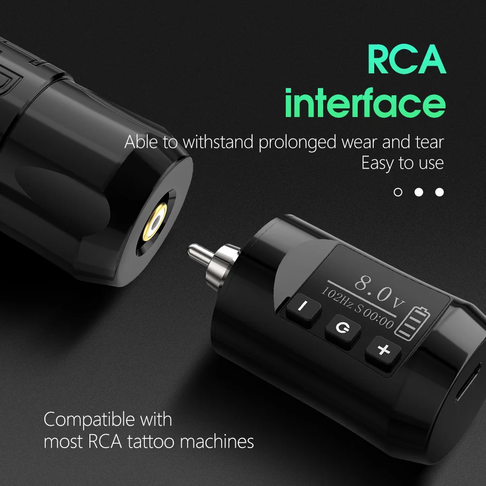 Trex 2000mAh Portable Digital Tattoo Battery RCA Wireless Tattoo Power Supply for Rotary Tattoo Machine