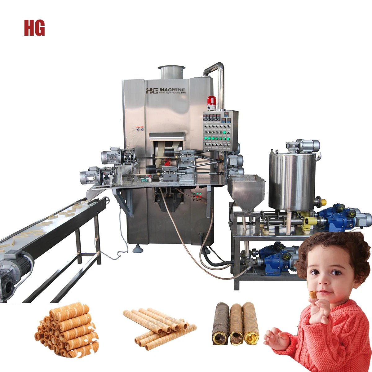 Wafer Roll Machine Made In China Full Automatic Wafer Stick  Machine Full Set Egg  Roll Production Line