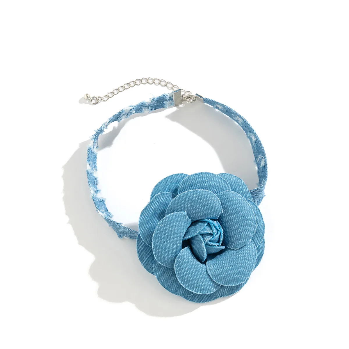 Vintage Collar Rose Camellia Necklace Tassel Fabric Silk Satin Flower Charm Choker Necklaces Jewelry