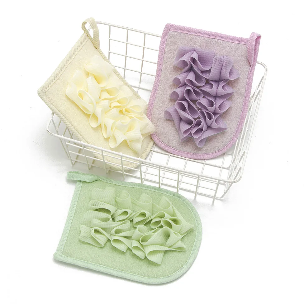 Hot selling exfoliating bath glove korean exfoliating mitts scrubbing gloves for bath