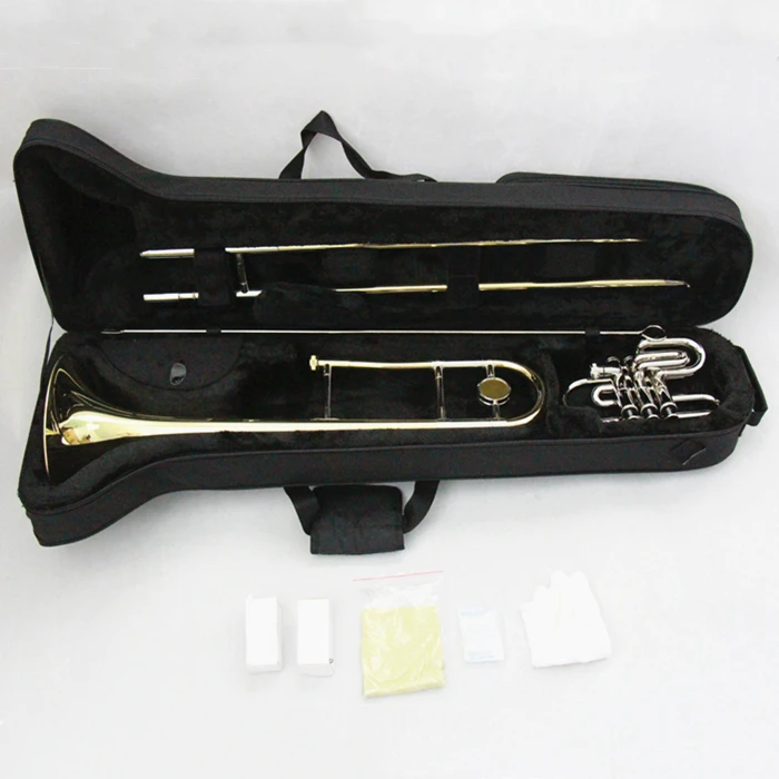 Professional Dual Usage Bb/F Tone Piston Valves Trombone Brass Instrument